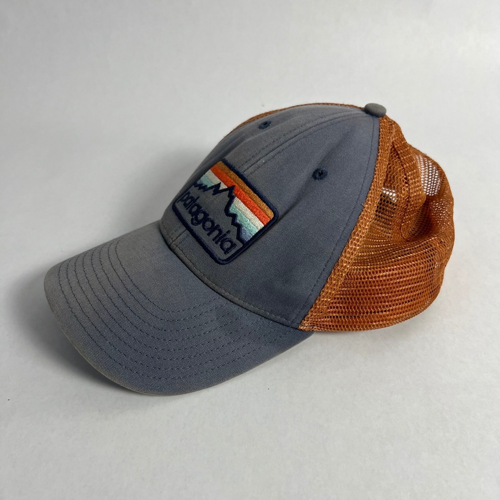 Patagonia Trucker Hat Men's OSFA Grey Orange Mesh Snapback Mountain Hiking - Picture 3 of 5